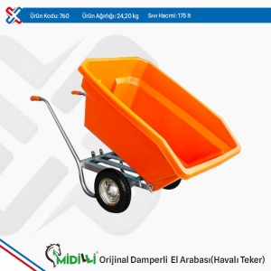 *TUNA 760 TURUNCU MİDİLLİ DAMPERLİ EL ARABASI (HAVALI)